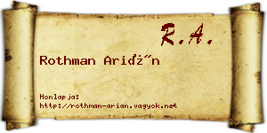 Rothman Arián névjegykártya